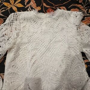 Alice Blue Intricate White Lace Blouse